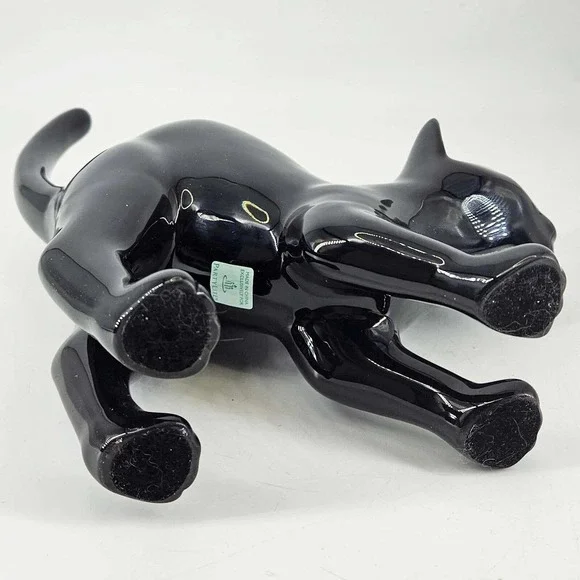 Retired Party Lite Black Cat Halloween ceramic Tea Light Candle holder - Picture 5 of 6